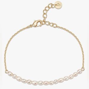 NWT Gold Tiny Pearl Bracelet | 14K Gold Plated Freshwater Cultured Pearls